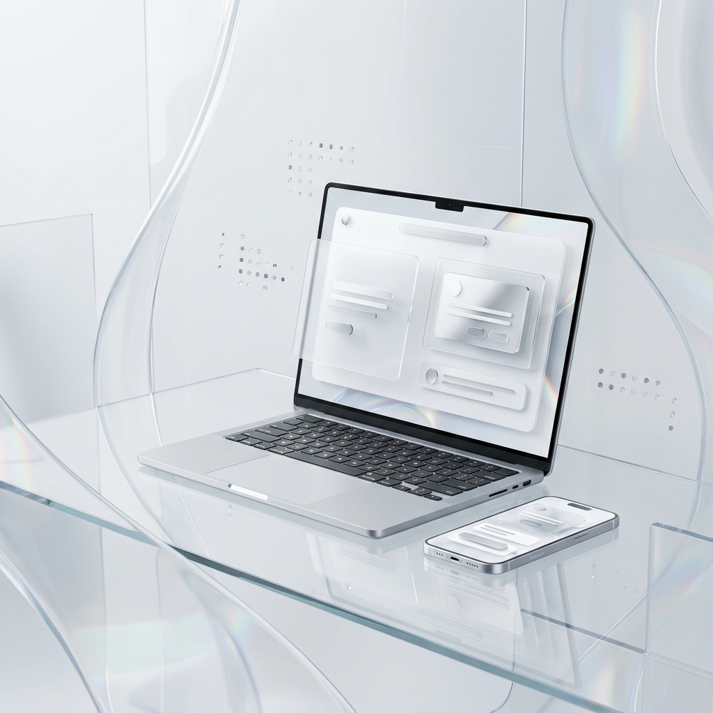 Premium laptop and phone mockup showing minimalist design